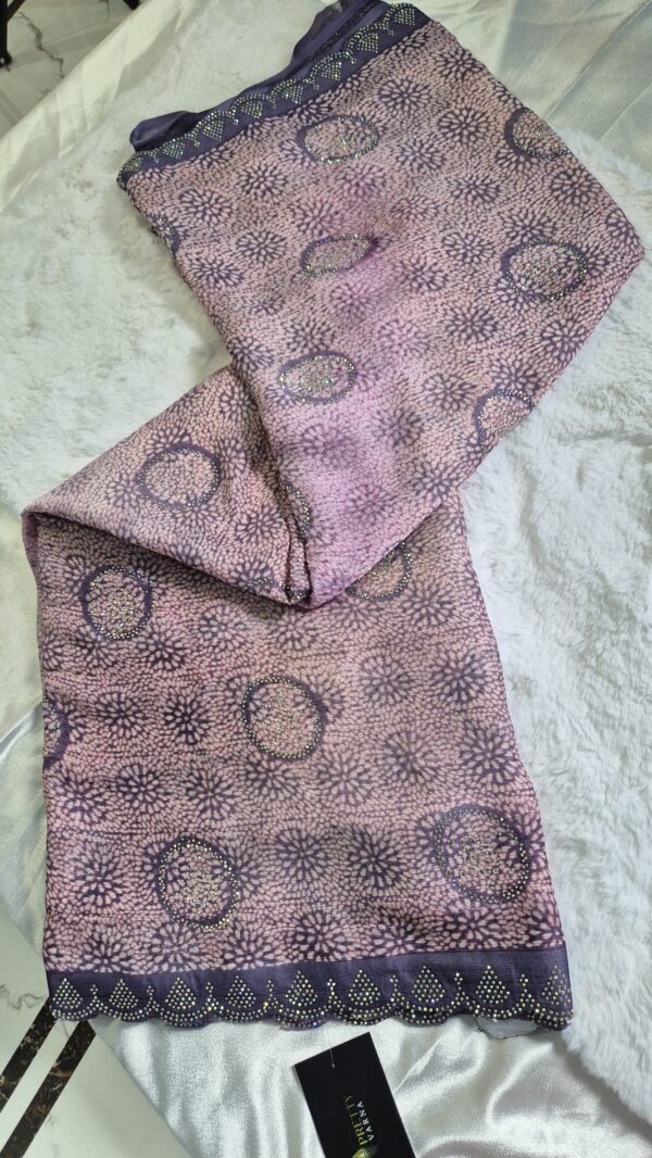 Sparkle Diamond work Saree with Cutowork Border