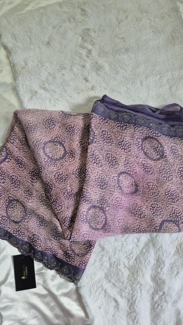Sparkle Diamond work Saree with Cutowork Border - Image 2